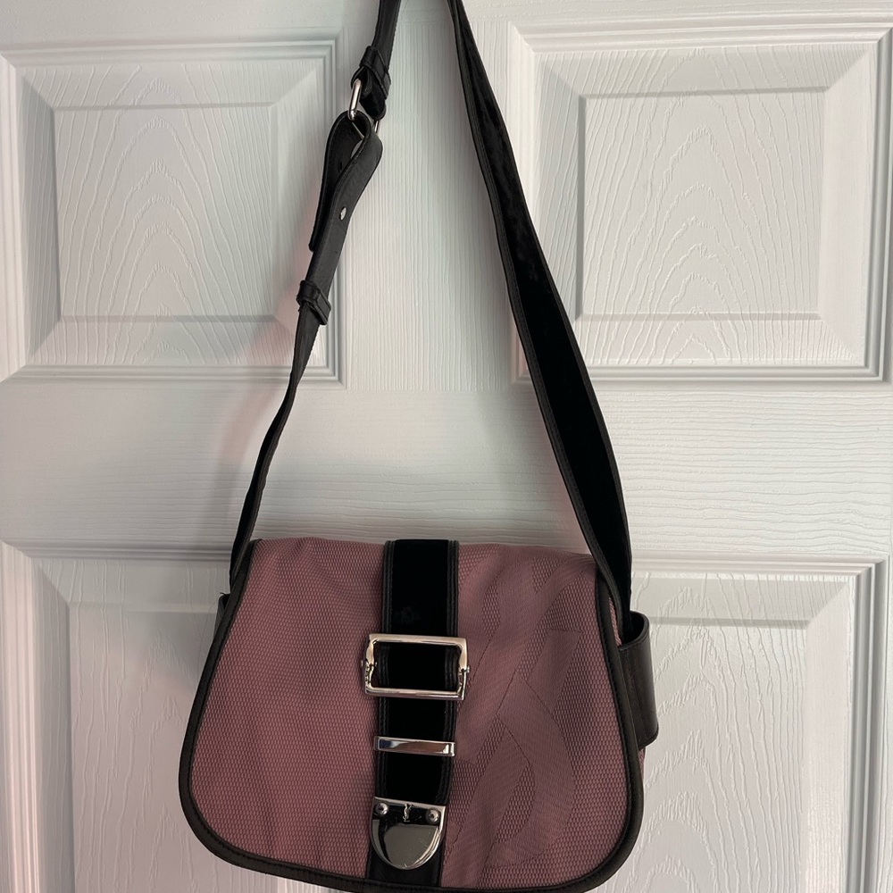 Ysl purple and black velvet shoulder bag